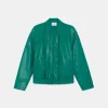Bomber acolchada de piel sintética verde-COMPAÑIAFANTASTICA Flash Sale
