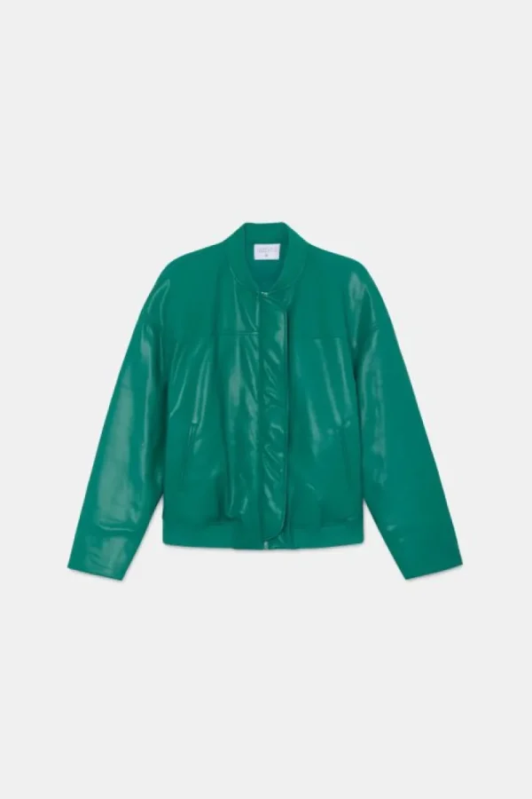 Bomber acolchada de piel sintética verde-COMPAÑIAFANTASTICA Flash Sale