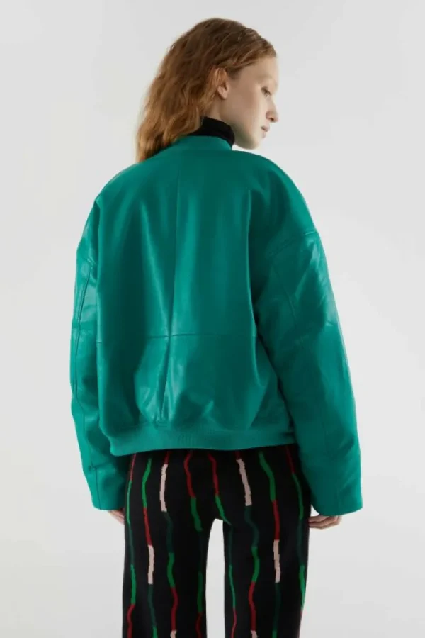 Bomber acolchada de piel sintética verde-COMPAÑIAFANTASTICA Flash Sale
