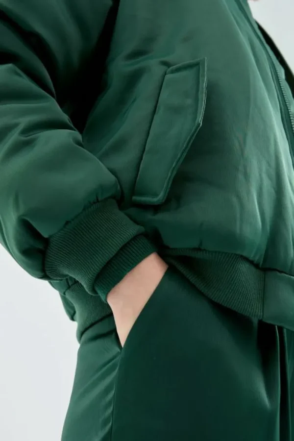 Bomber acolchada satinada verde-COMPAÑIAFANTASTICA Cheap
