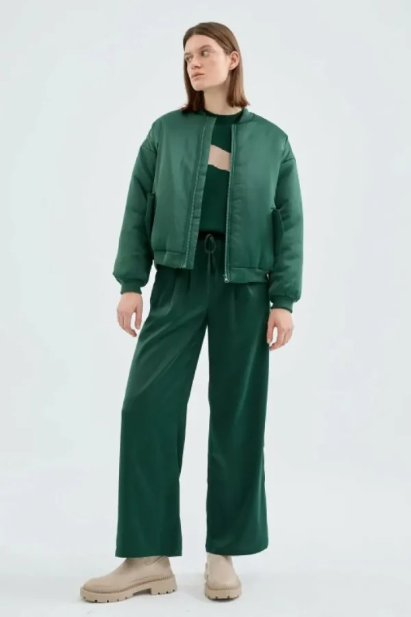 Bomber acolchada satinada verde-COMPAÑIAFANTASTICA Cheap