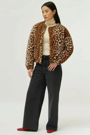 Bomber de pelo estampado de leopardo-COMPAÑIAFANTASTICA Cheap
