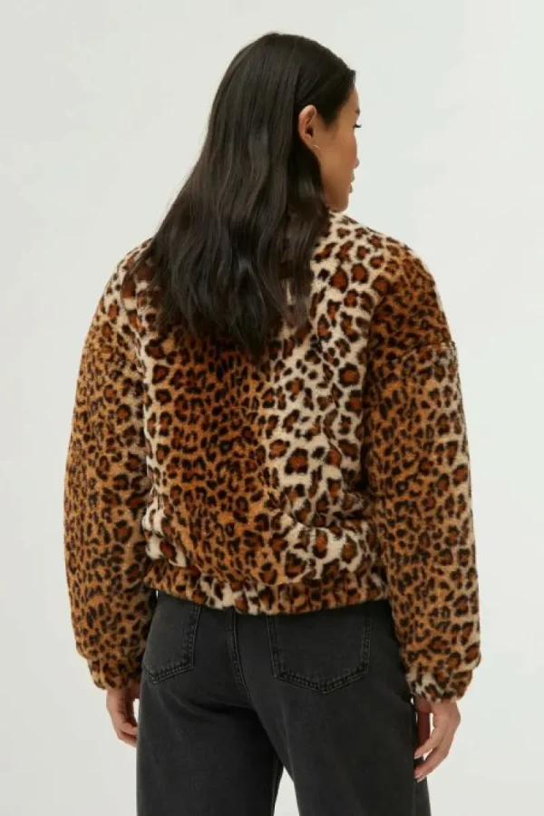 Bomber de pelo estampado de leopardo-COMPAÑIAFANTASTICA Cheap