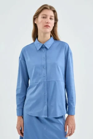Camisa de ante azul-COMPAÑIAFANTASTICA New