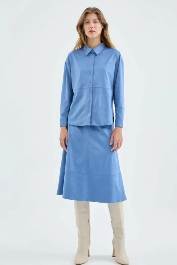 Camisa de ante azul-COMPAÑIAFANTASTICA New