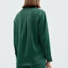 Camisa de manga larga satinada verde-COMPAÑIAFANTASTICA Cheap