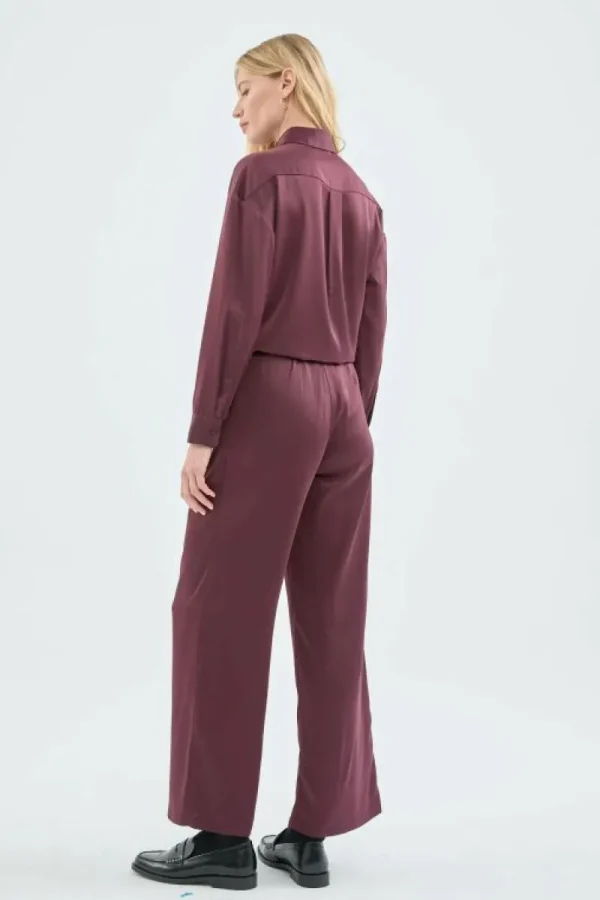 Camisa de manga larga satinada morada-COMPAÑIAFANTASTICA Flash Sale