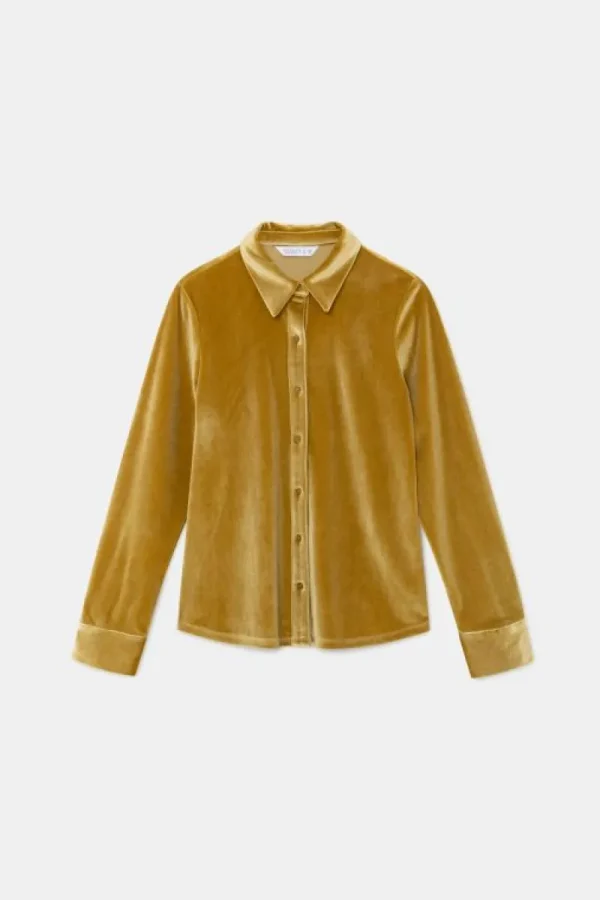 Camisa de manga larga y terciopelo amarillo amarillo-COMPAÑIAFANTASTICA Cheap