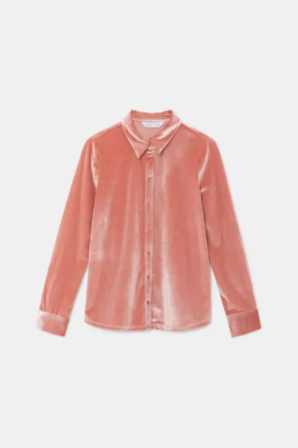 Camisa de manga larga y terciopelo rosa-COMPAÑIAFANTASTICA New