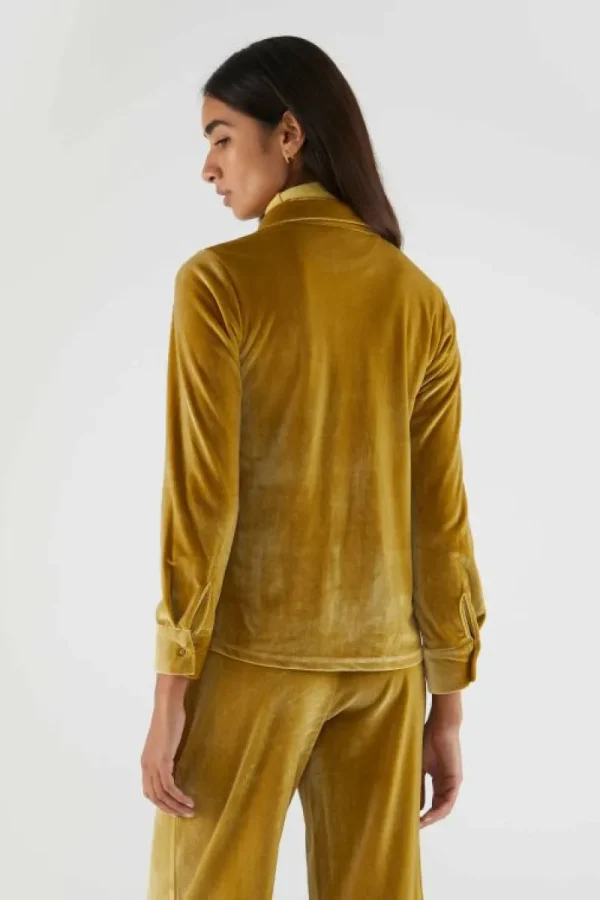 Camisa de manga larga y terciopelo amarillo amarillo-COMPAÑIAFANTASTICA Cheap
