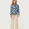 Camisa de niña estampado floral Calatea azul-MINI Fashion