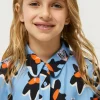 Camisa de niña estampado floral Calatea azul-MINI Fashion
