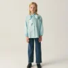 Camisa de niña oversize con lazada azul-MINI Best Sale