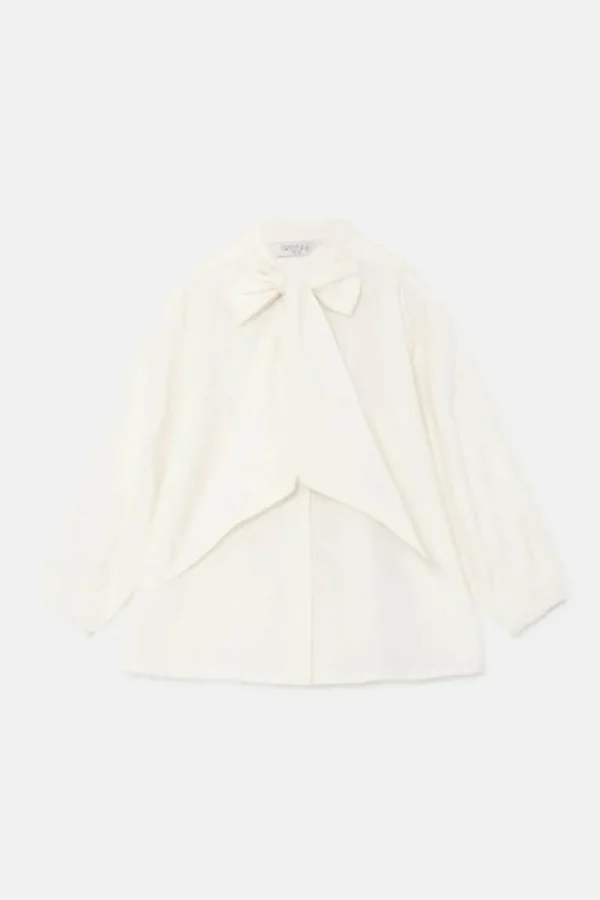 Camisa de niña oversize con lazada blanca-MINI Online