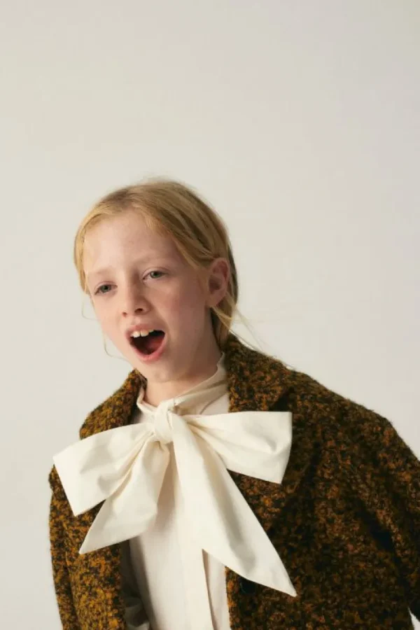 Camisa de niña oversize con lazada blanca-MINI Online