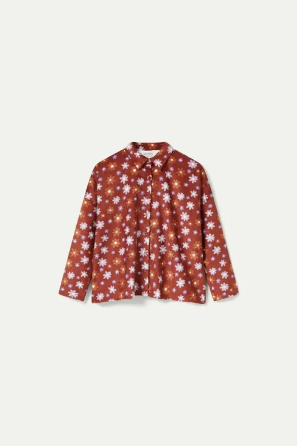 Camisa de pana estampado floral Montana-COMPAÑIAFANTASTICA Discount