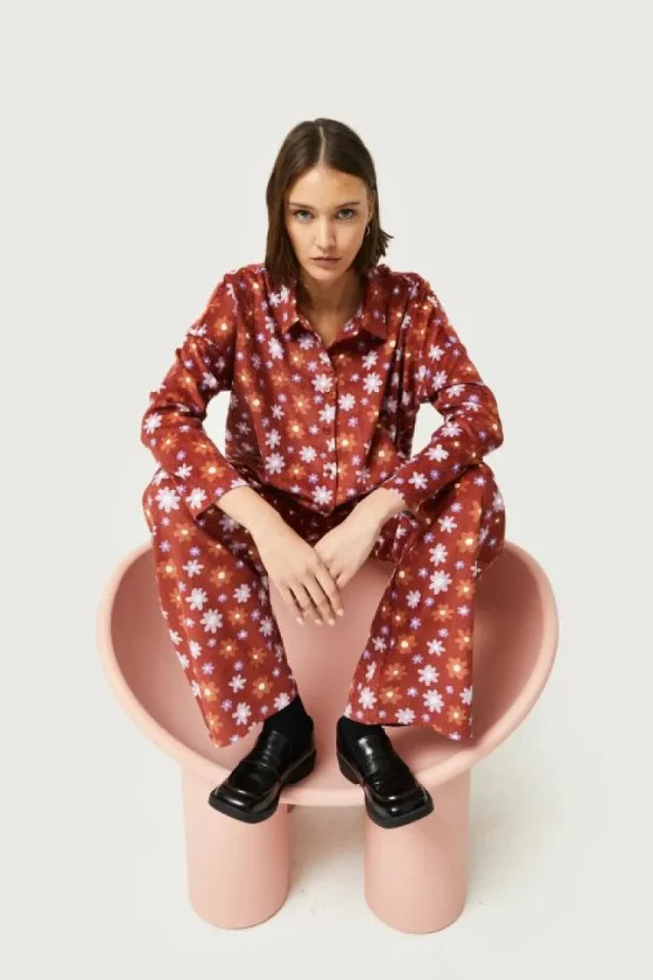 Camisa de pana estampado floral Montana-COMPAÑIAFANTASTICA Discount