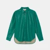 Camisa de piel sintética verde-COMPAÑIAFANTASTICA Clearance