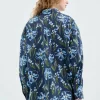 Camisa oversize de popelín con estampado floral azul-COMPAÑIAFANTASTICA Hot