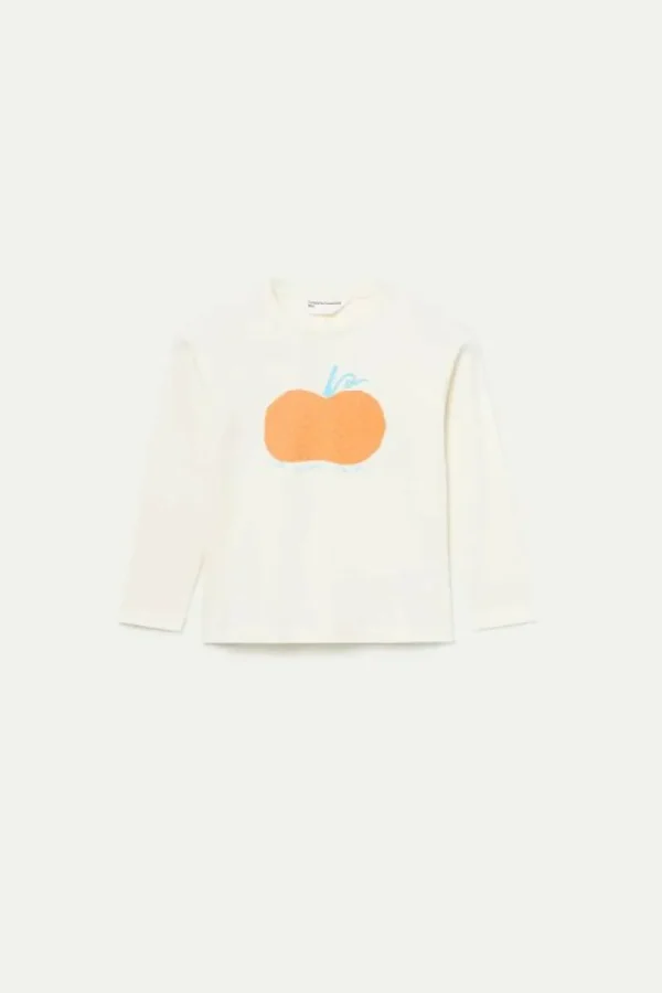 Camiseta de niña con print de calabaza blanca-MINI Outlet