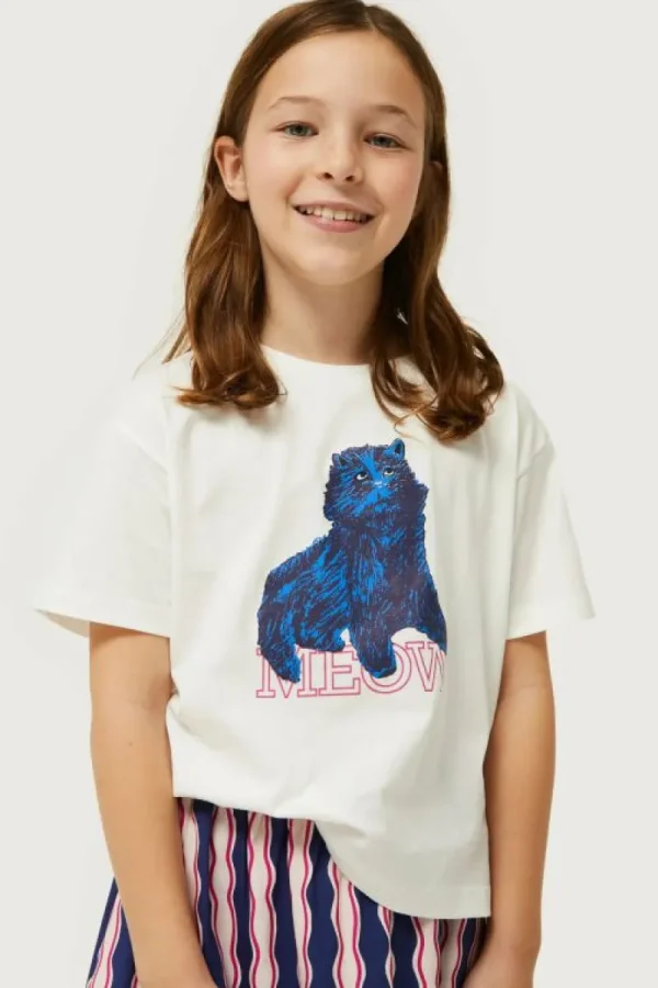Camiseta de niña con print de gato-MINI Discount
