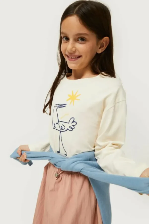 Camiseta de niña con print de garza-MINI Fashion