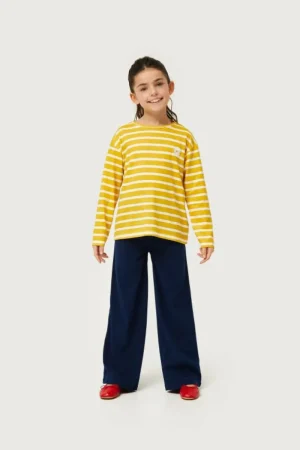 camiseta_de_nia_rayas_par_0-2.webp Camiseta de niña rayas parche de flor amarilla-MINI Shop