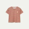 Camiseta de niña rayas parche de flor marrón-MINI Clearance