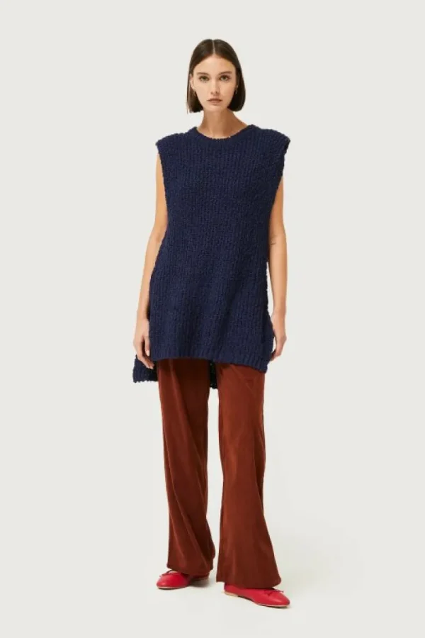 Chaleco de punto grueso azul marino-COMPAÑIAFANTASTICA Hot