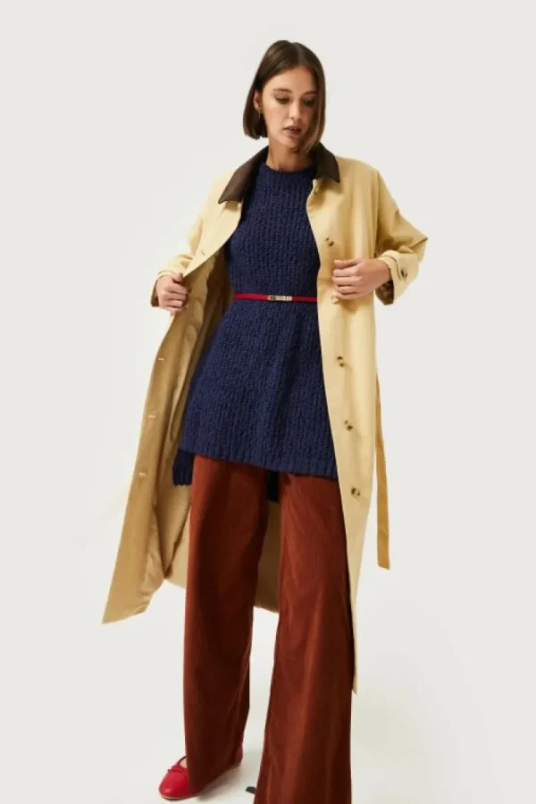 Chaleco de punto grueso azul marino-COMPAÑIAFANTASTICA Hot