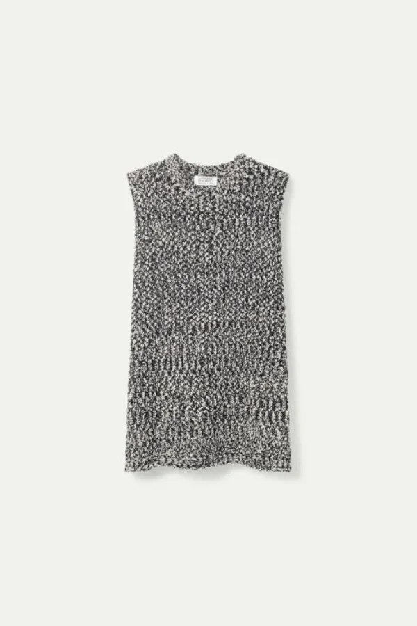 Chaleco de punto grueso blanco y negro-COMPAÑIAFANTASTICA New