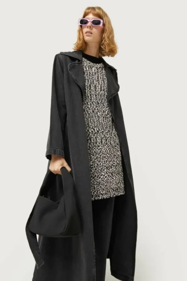 Chaleco de punto grueso blanco y negro-COMPAÑIAFANTASTICA New