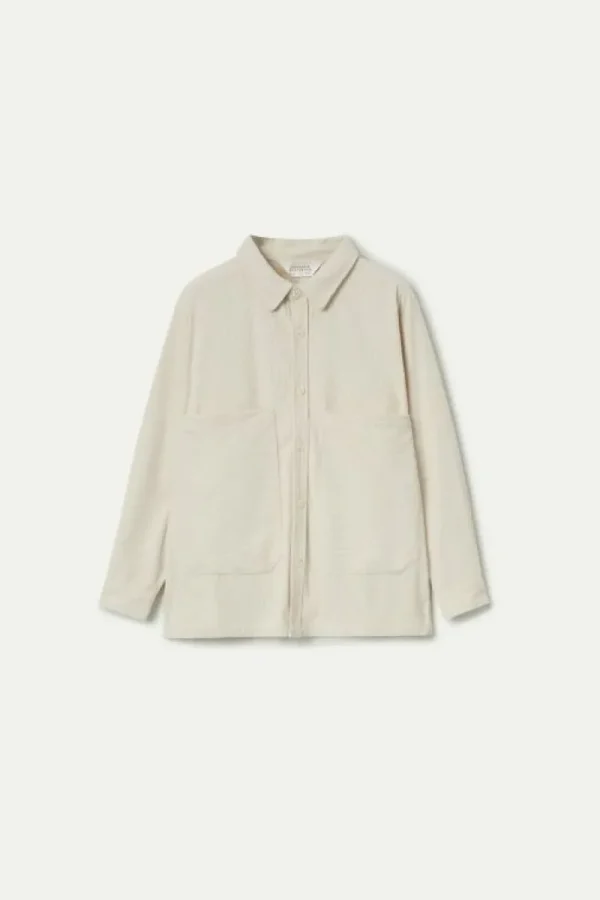Chaqueta camisera de pana blanca-COMPAÑIAFANTASTICA Sale