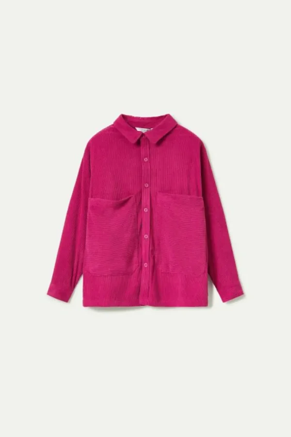 Chaqueta camisera de pana fucsia-COMPAÑIAFANTASTICA Discount