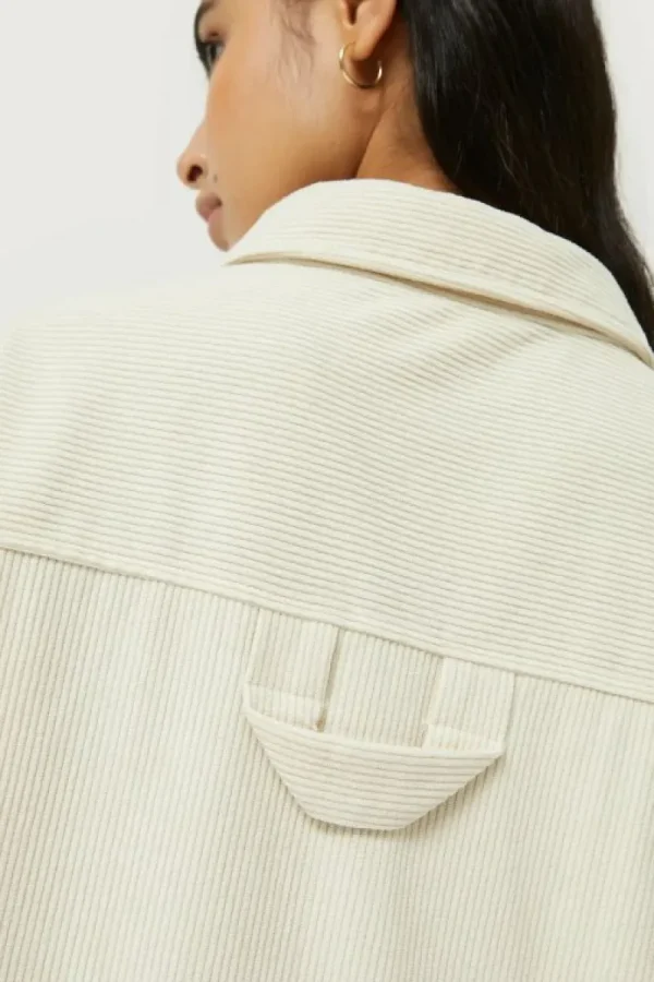 Chaqueta camisera de pana blanca-COMPAÑIAFANTASTICA Sale