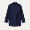 Chaqueta con cuello envolvente azul-COMPAÑIAFANTASTICA Store