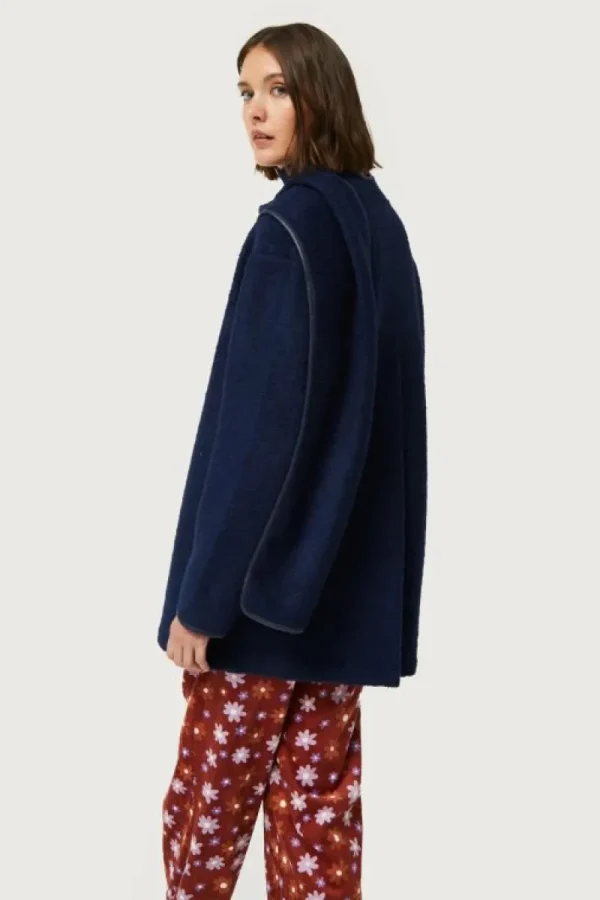 Chaqueta con cuello envolvente azul-COMPAÑIAFANTASTICA Store