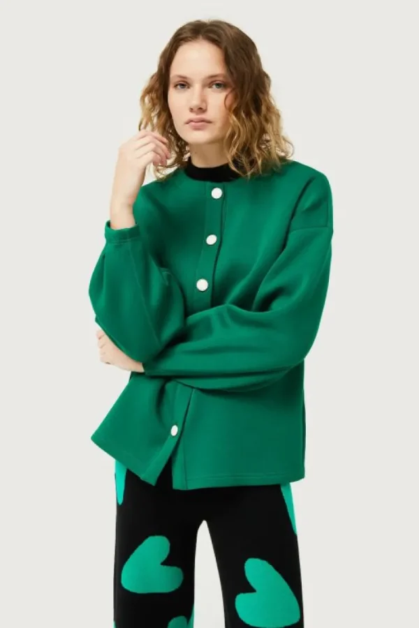 Chaqueta de neopreno verde-COMPAÑIAFANTASTICA Cheap