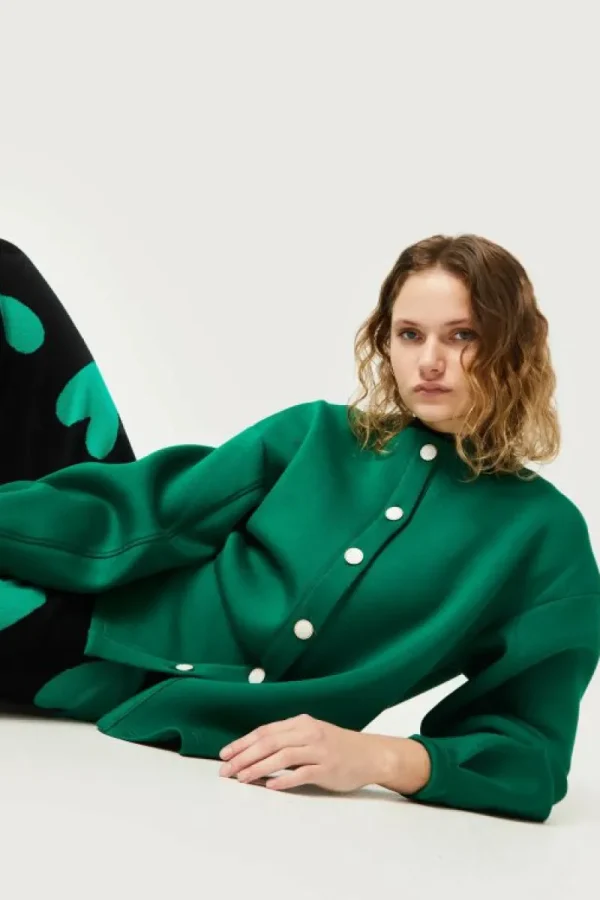 Chaqueta de neopreno verde-COMPAÑIAFANTASTICA Cheap