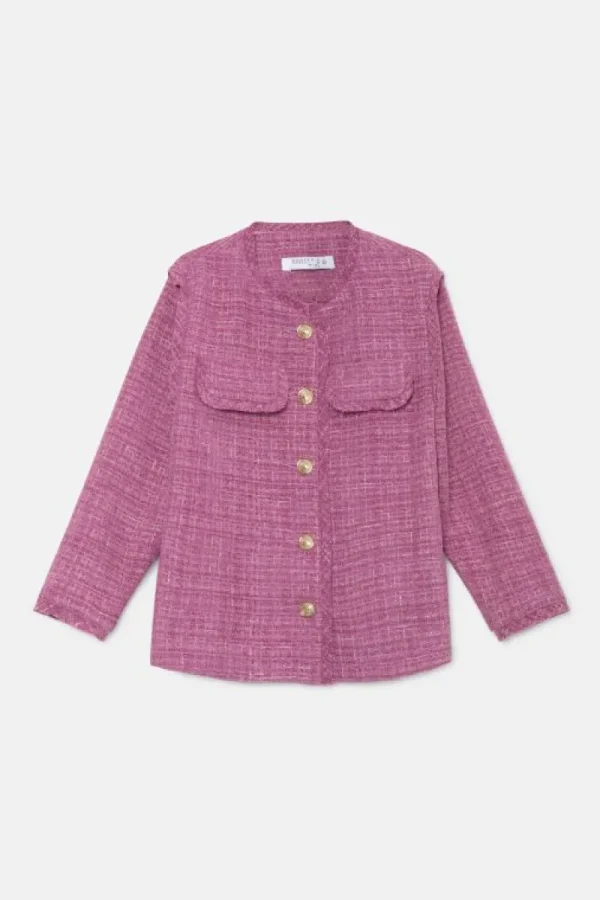 Chaqueta de niña de tweed rosa-MINI Flash Sale