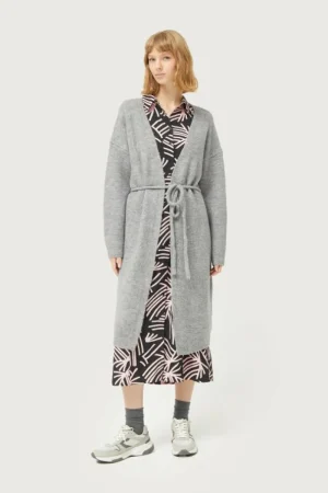 Chaqueta midi de punto gris-COMPAÑIAFANTASTICA Shop