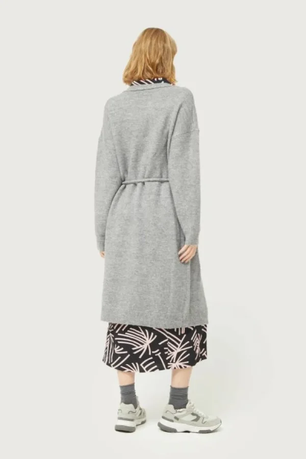 Chaqueta midi de punto gris-COMPAÑIAFANTASTICA Shop