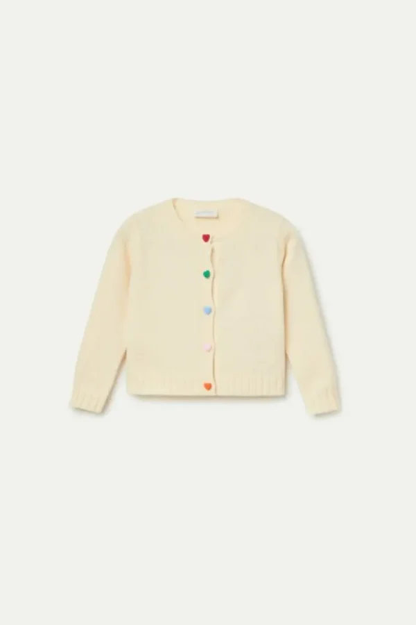 Cárdigan de niña con detalle de corazones blanco-MINI Flash Sale