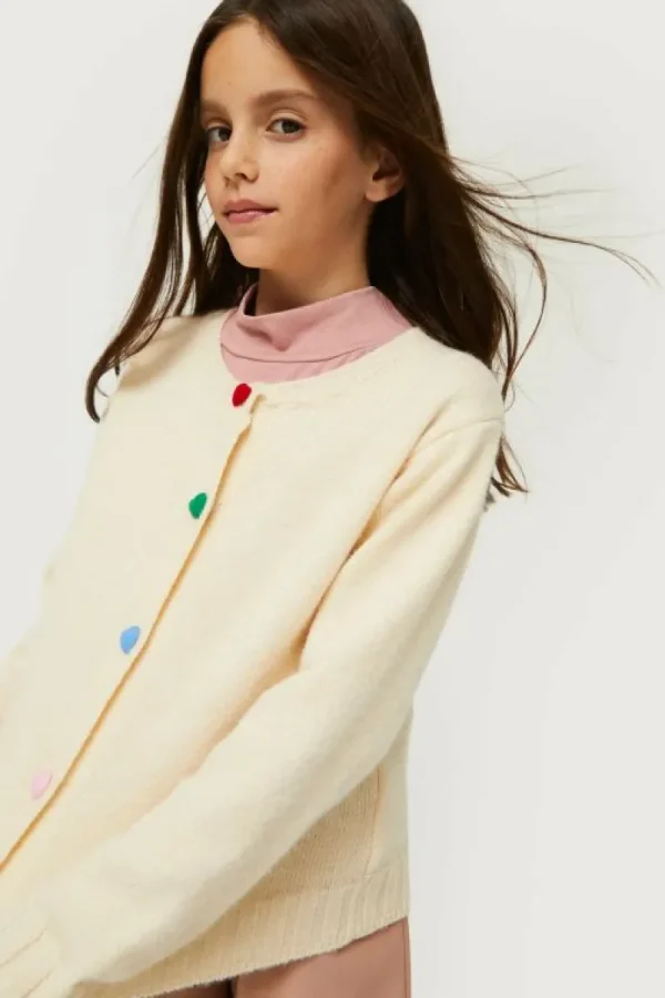 Cárdigan de niña con detalle de corazones blanco-MINI Flash Sale