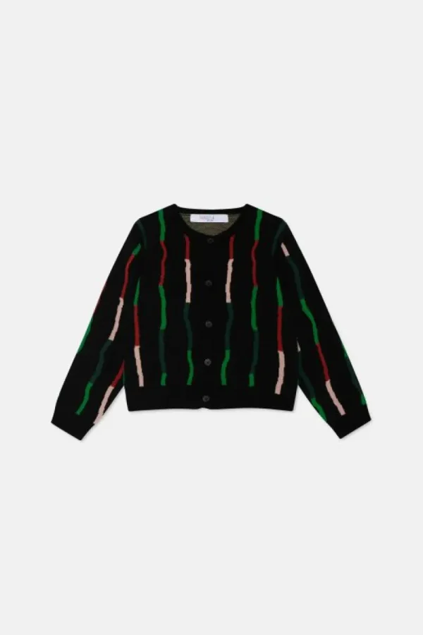 Cárdigan de niña con estampado de rayas negro-MINI Best