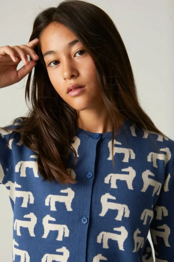 Cárdigan de niña con estampado de caballos-MINI Clearance