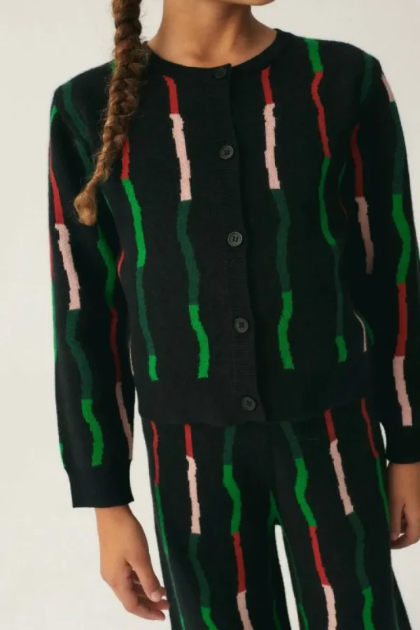Cárdigan de niña con estampado de rayas negro-MINI Best