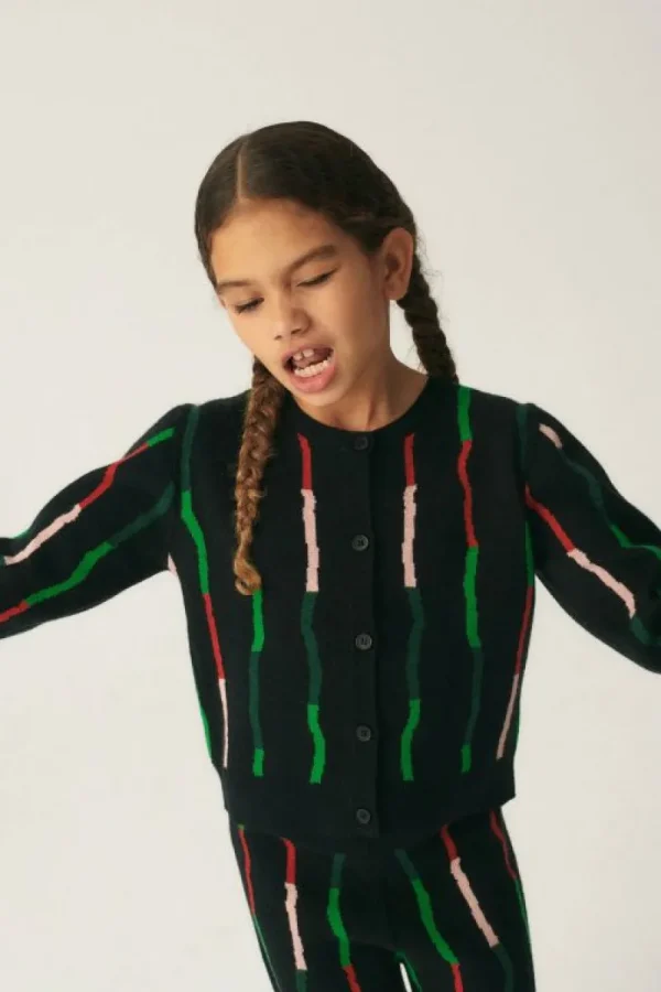Cárdigan de niña con estampado de rayas negro-MINI Best