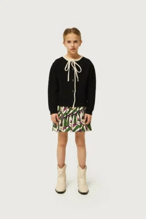 Cárdigan de niña con lazada negro-MINI Flash Sale