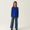 Cárdigan de niña de punto evasé azul-MINI Clearance